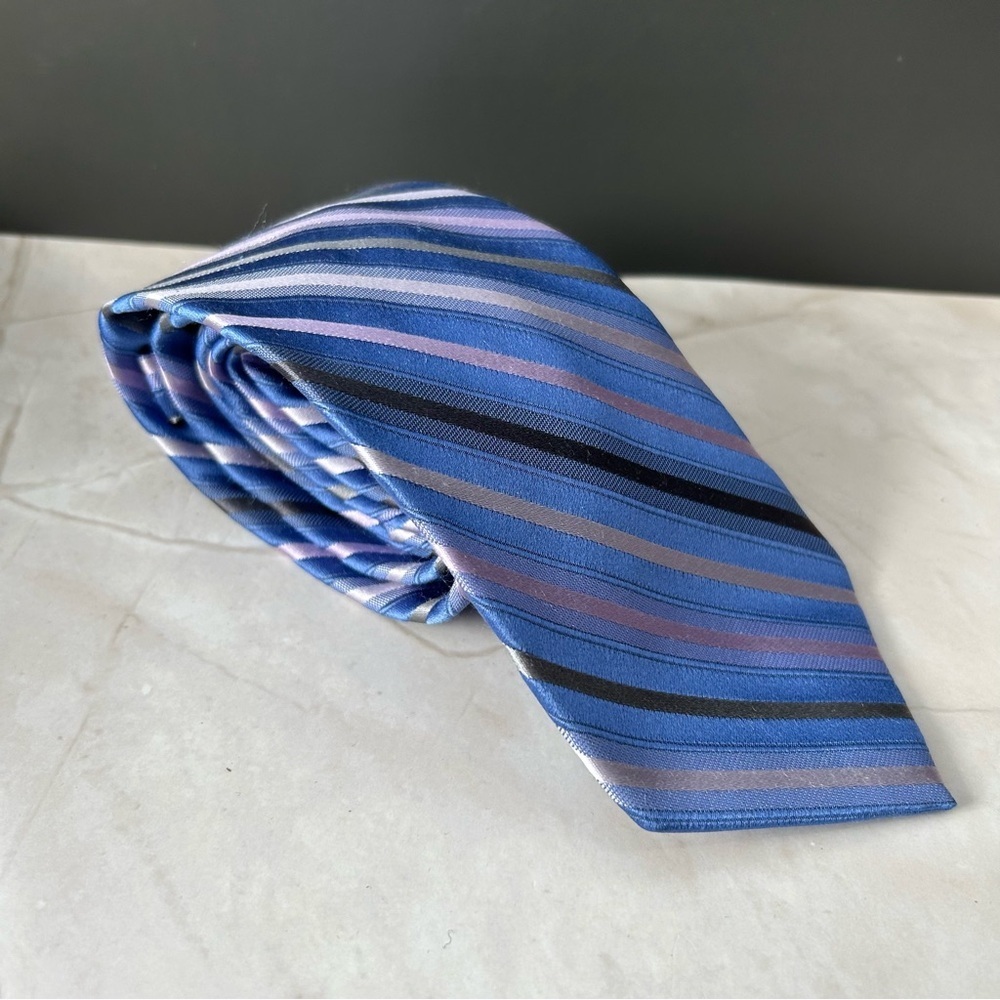 Claiborne Blue and Purple Striped 60” Tie